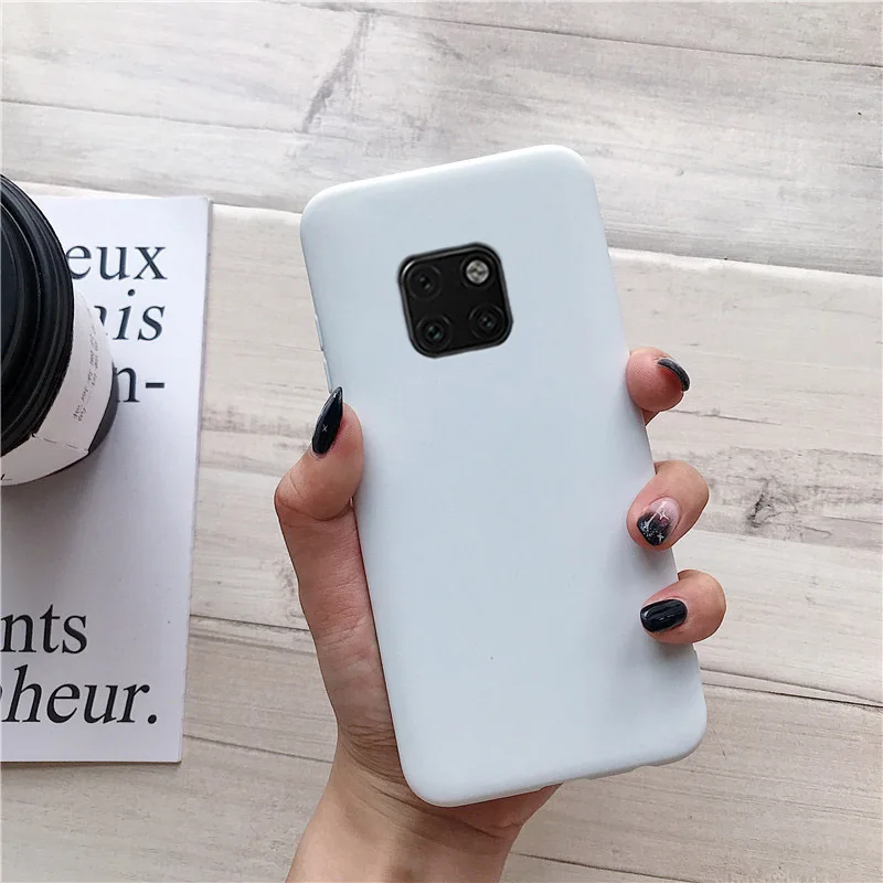 white matte silicone phone case on for huawei mate 10 lite 20 lite mate20 mate10 lite 9 pro mate 30 candy color soft tpu back cover - Цвет: white