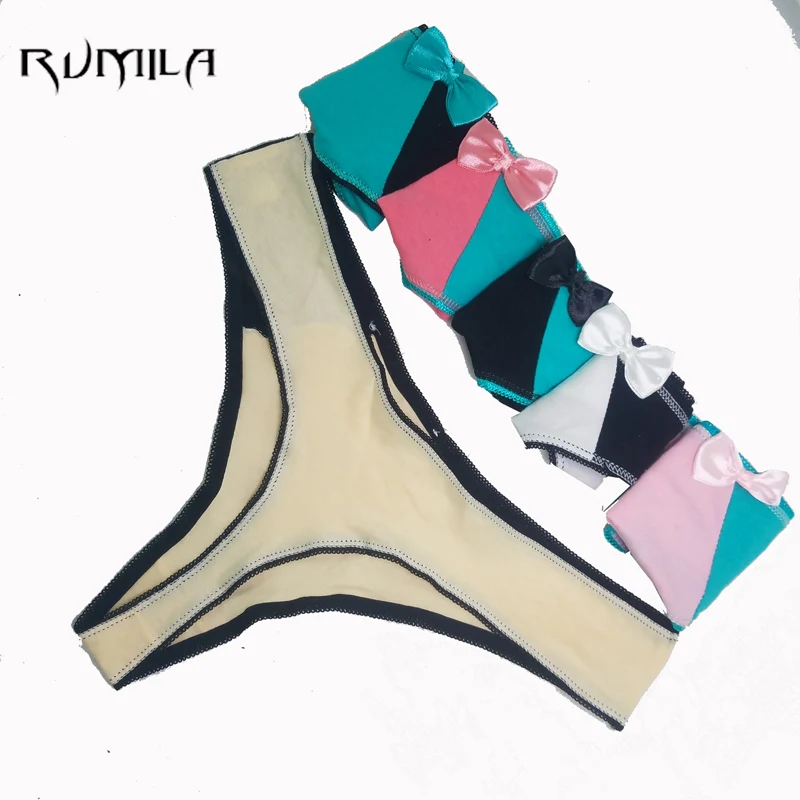 Хлопковые женские сексуальные стринги с бантом нижнее белье бикини трусики