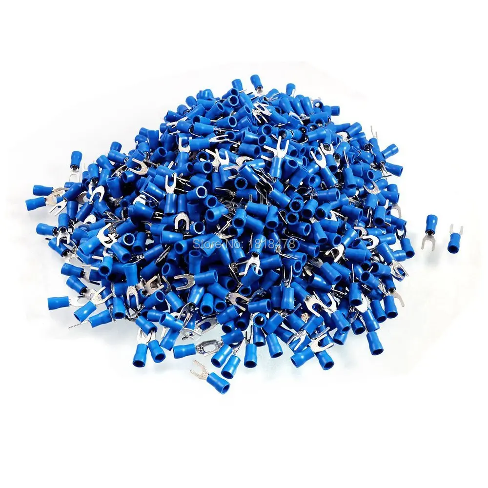 

1000 Pcs SV2-4M AWG 16-14 Blue Pre Insulated Fork Terminals Connector
