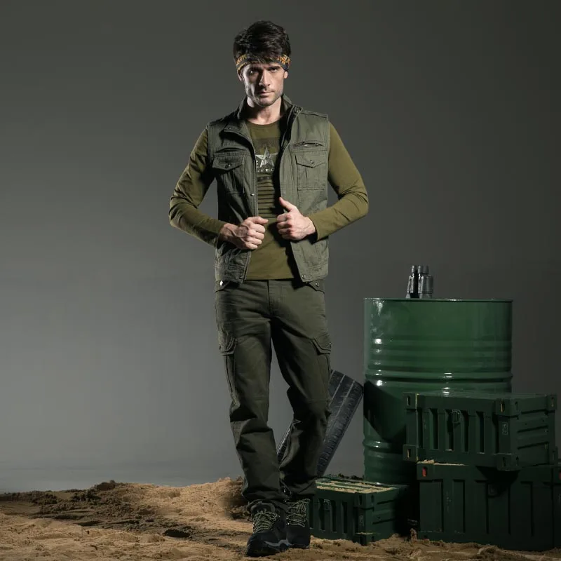 Жилет мужской повседневный из 100% хлопка с карманами | Мужская одежда