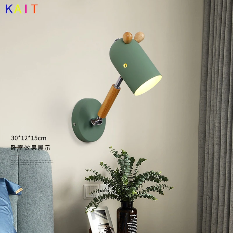 

wooden bedside wall lamp wall sconce modern wall light for bedroom Can adjust the angle wall lamps