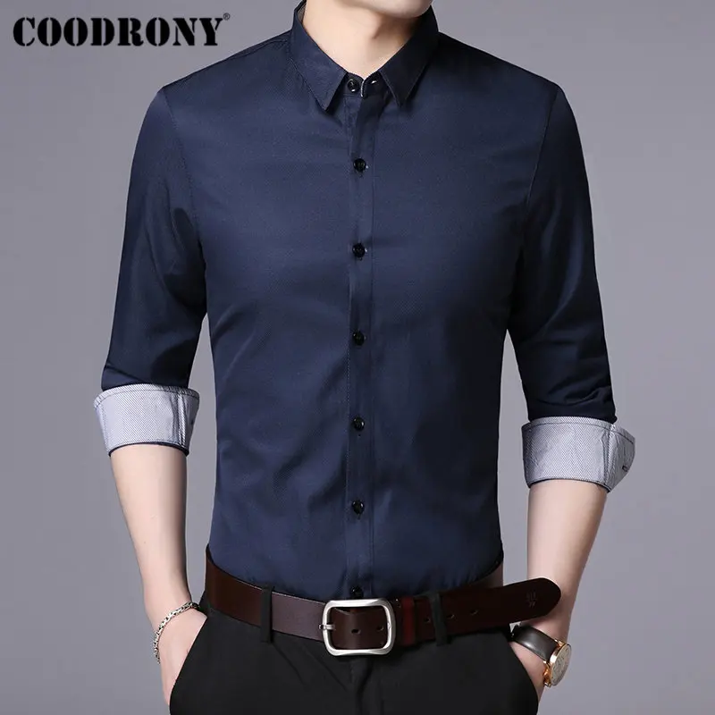 COODRONY, брендовая мужская рубашка, мягкий хлопок, Camisa Masculina, осень, Новое поступление, рубашка с длинным рукавом, мужская, деловая, повседневная, мужские рубашки, 96025