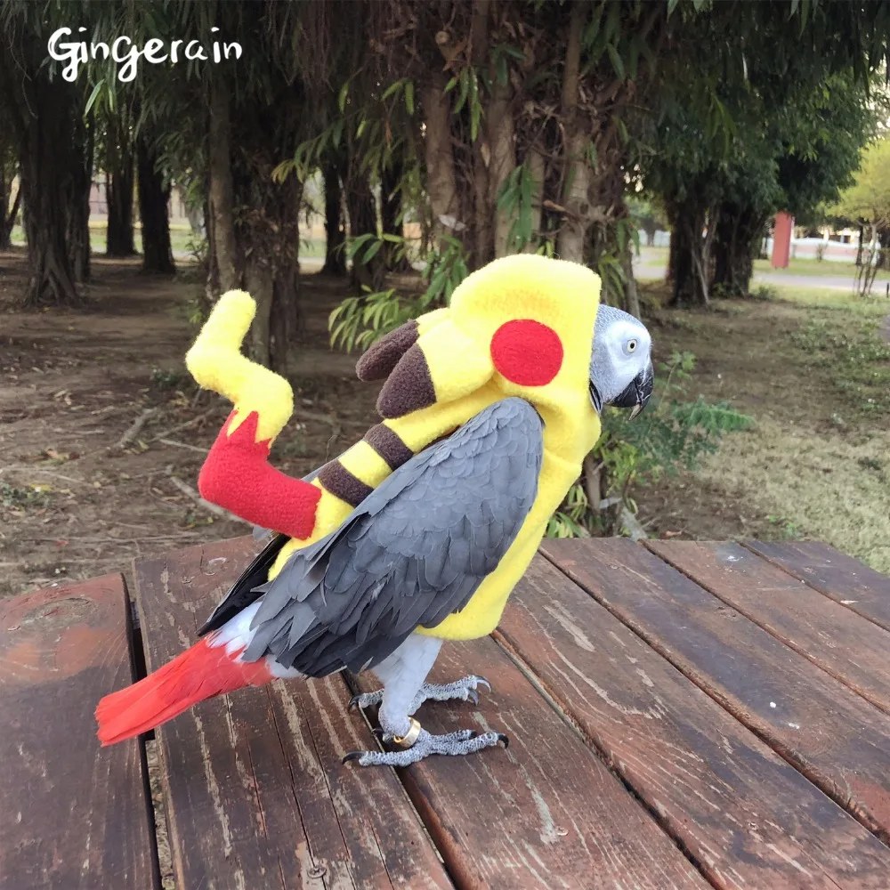 

Gingerain Bird clothes Parrot clothes Bikachu original hand-made custom bird clothes Hooded Sweater Bikachu