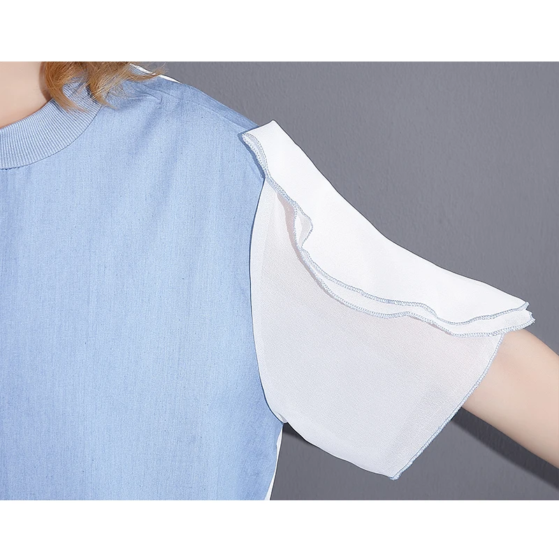 2017 новое лето элегантных женщин шифон лоскутное листьев лотоса красивые dress