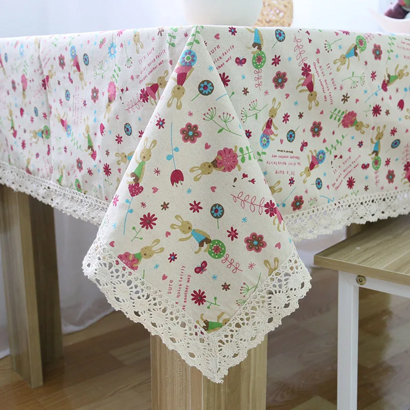 Милые животные кролик скатерть с принтом кружева Пылезащитная прямоугольная
