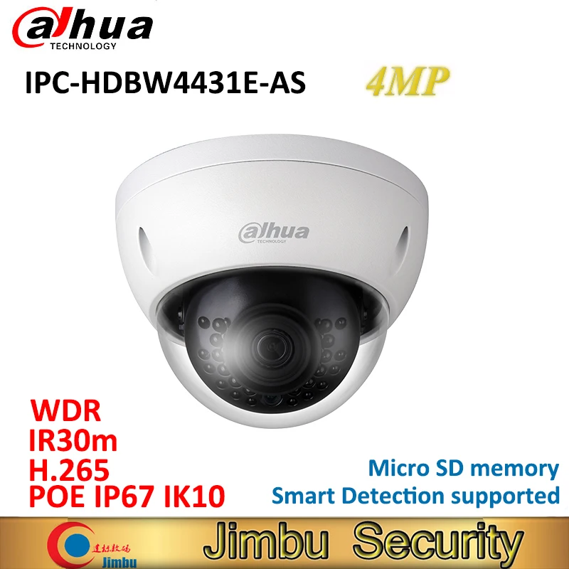Dahua IP Dome IK10 камера Micro SD IPC HDBW4431E AS памяти 4MP POE IR30m мини H.265 IP67 WDR сигнализация/аудио