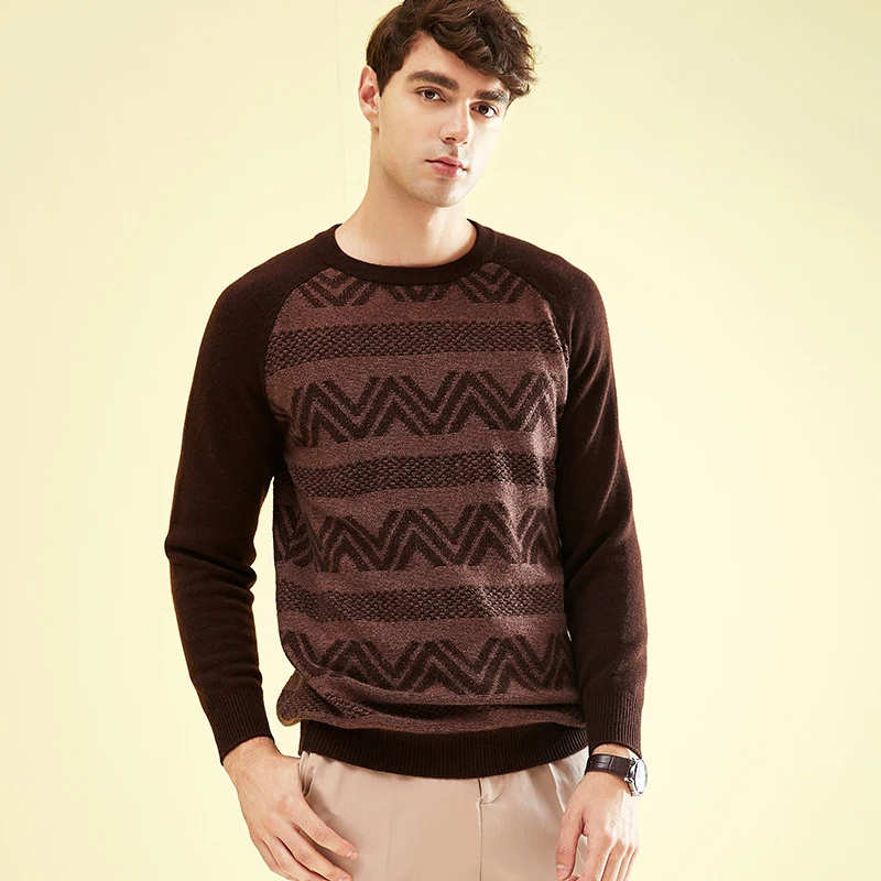 

ZHILI Men's O-Neck Casual Sleeve Long Cashmere Sweater