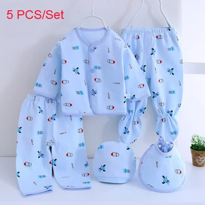Blue01 5 PCS Комплекты одежды для новорожденных Одежда для маленьких девочек и мальчиков Симпатичные мягкие детские подарок для младенцев хлопковое нижнее белье с изображением героев мультфильмов(5 шт./компл.)(7 шт./компл - Цвет: Blue01 5 PCS