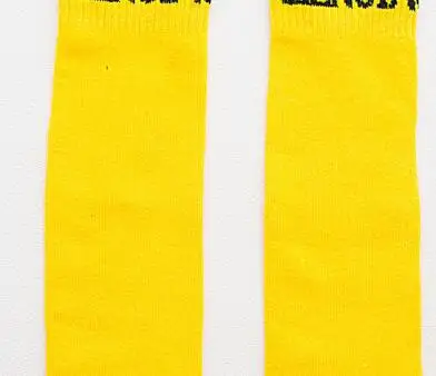 light yellow Гольфы с буквенным принтом для девочек гольфы до колена для девочек 35 см, 10 цветов, для детей от 3 до 10 лет, TZ05 - Цвет: light yellow