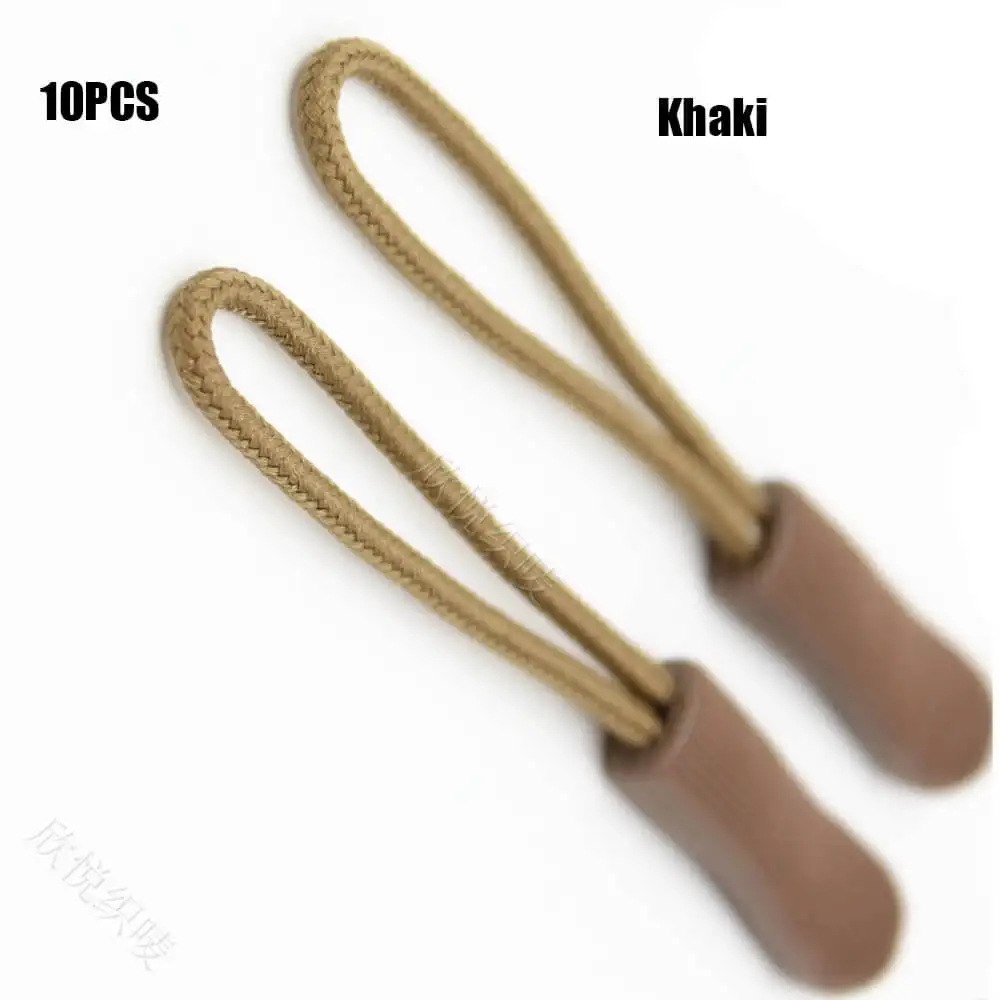 Khaki 10 шт. ползунки на молнии, тяга, съемник, конец, подходит для веревочной бирки, фиксатор на молнии, шнур, вкладка, сменный зажим, пряжка, дорожная сумка, чемодан, палатка, рюкзак - Цвет: Khaki