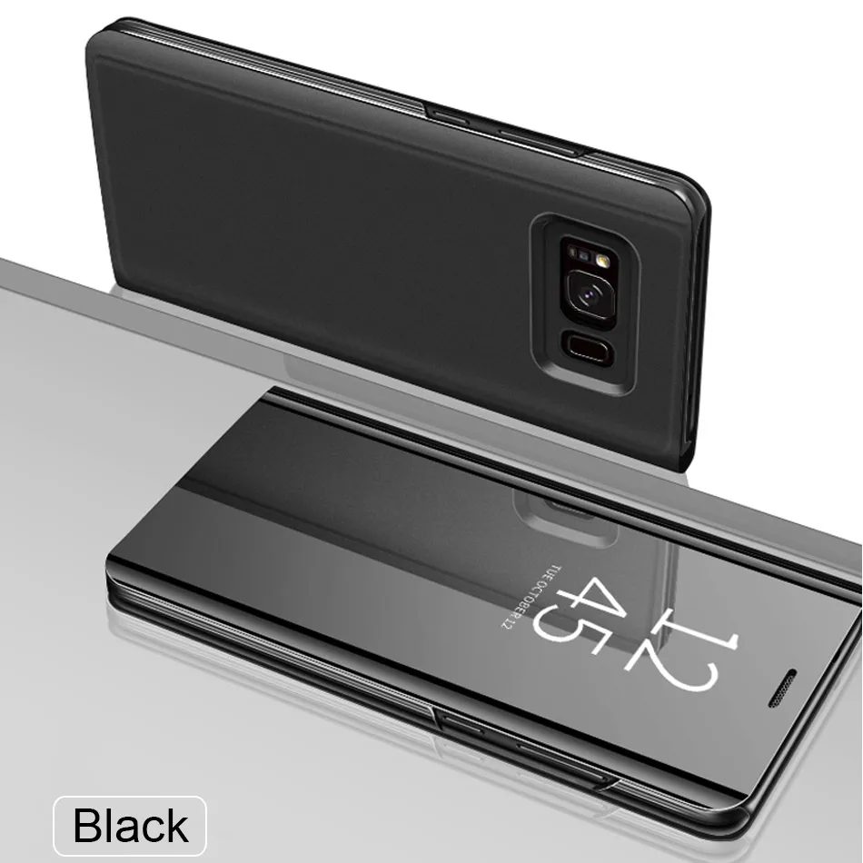 Роскошное покрытие флип-чехол на samsung Galaxy A3 A5 A6 A7 A8 J3 J7 J5 S7 край S8 S9 Plus Note 9 8 Smart View чехол - Цвет: Black