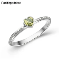 pacificgoddess beautiful green zircon heart shape rings trendy stainless steel jewelry for engagement lovers gift