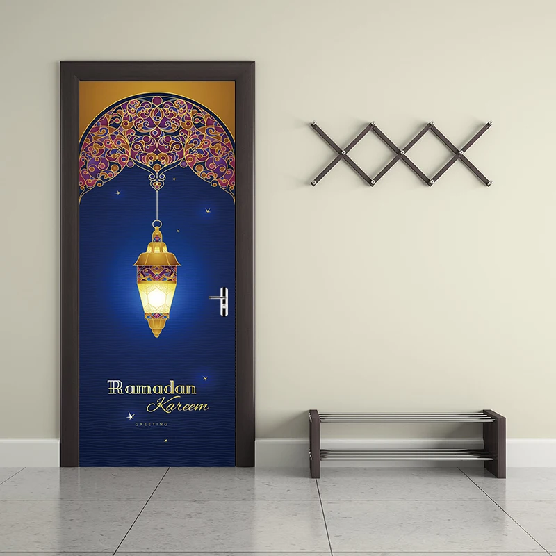 

77x200 см муслин раоманда двери наклейки исламский настенный стикер спальня гостиная декор комнаты обои постер ПВХ водонепроницаемая наклейк...