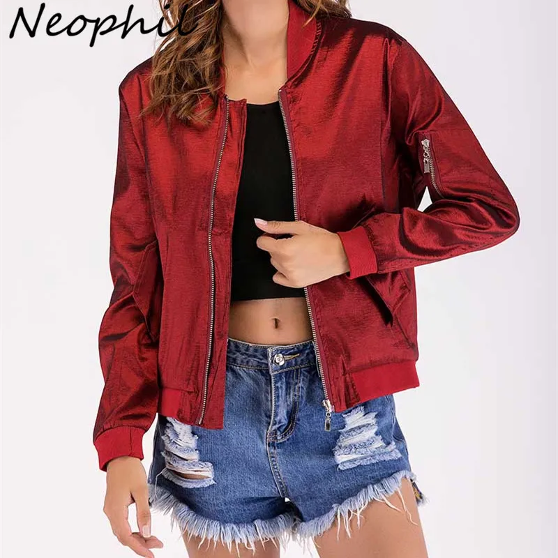 Куртка бомбер Neophil C1107 женская Модная стильная Базовая куртка с длинным рукавом