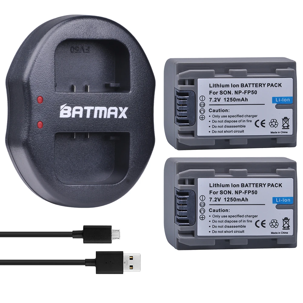 2 шт. 1250 мА/ч, NP-FP50 NP FP50 NP-FP51 NP FP51 Камера Батарея+ USB Daul Зарядное устройство для SONY DCR-HC20 DCR-HC21 DCR-HC26 DCR-HC28 HC30