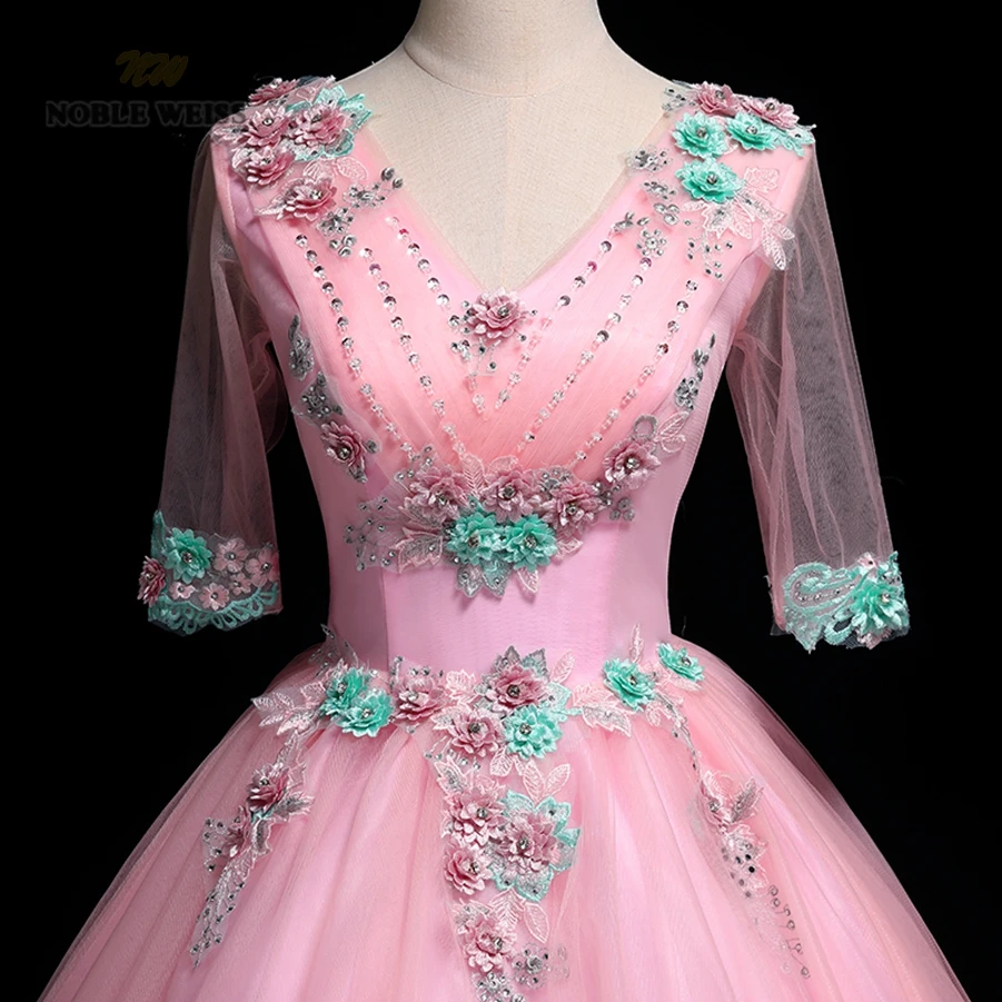 Платья для выпускного вечера с v-образным вырезом из розового тюля vestidos de festa