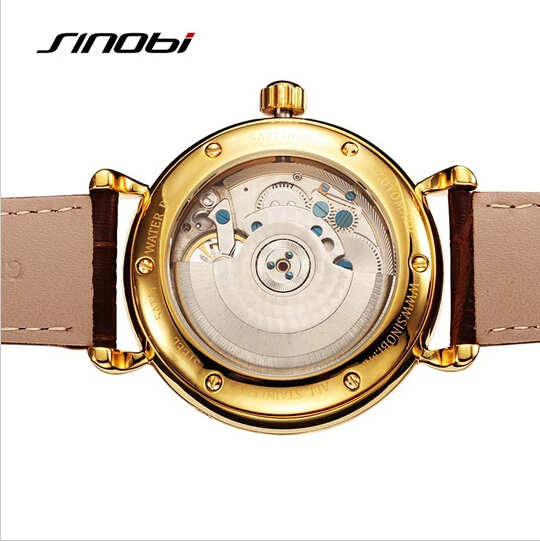 Мужские наручные часы SINOBI роскошные механические с сапфировым кристаллом