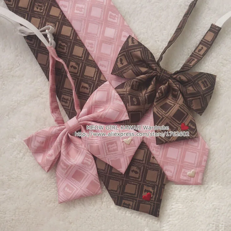 

Chocolate Plate Cute British Japanese School Girls & Boys JK Uniform Bow Tie Students Neck Tie Cosplay 3 Colors