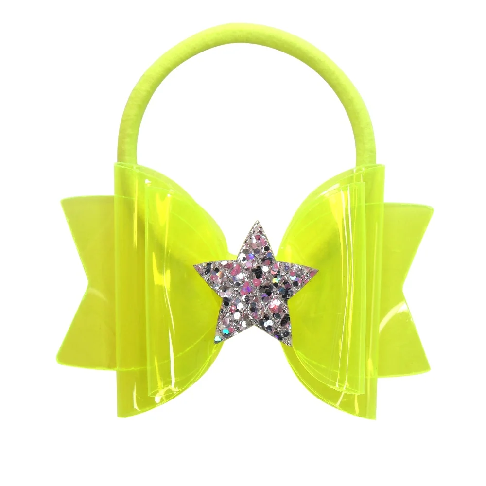 ncmama Small 3 Inch Jelly Bows for Girls with Hair Rubber Band Handmade Waterproof Swim/Pool Glitter Star Kids Headwear | Детская одежда