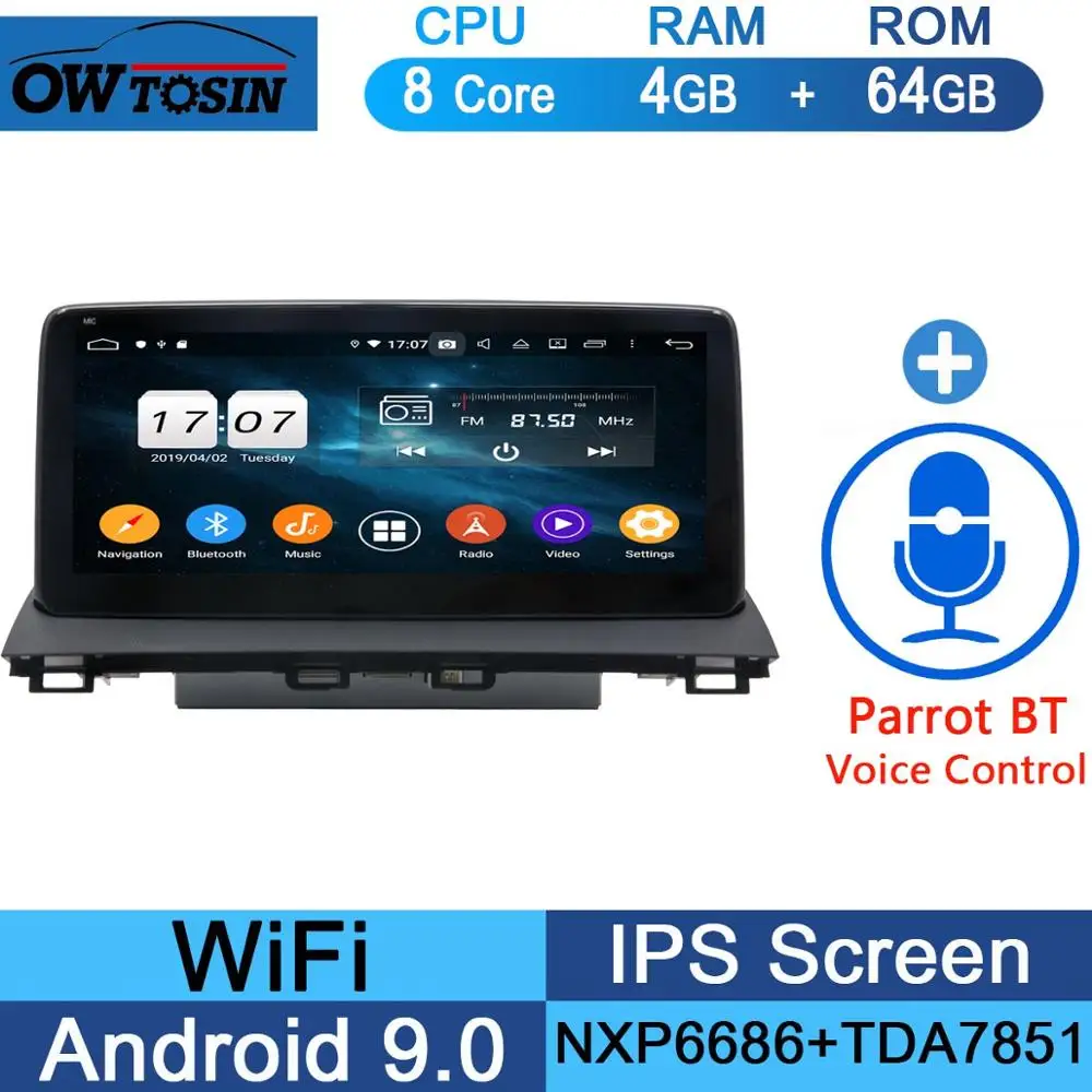 64G Parrot BT 10,2" ips 8 ядерный 4 Гб+ 64 ГБ Android 9,0 автомобильный мультимедийный плеер для Mazda 3 Мазда 3 Axela gps Радио DSP CarPlay - Цвет: 64G Parrot BT