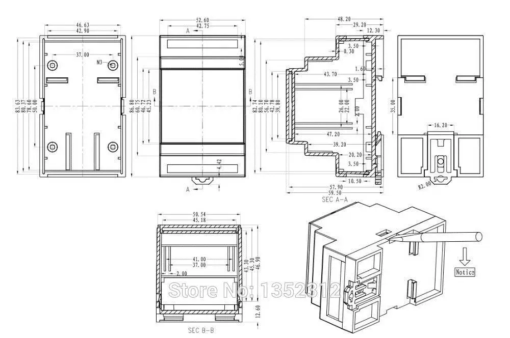 10 шт./лот PLC промышленные коробки din rail корпус пластиковый Электрический