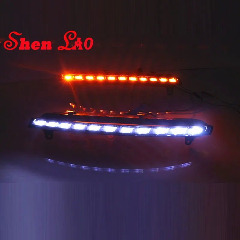 Shenlao Yellow Turning Function accessories ABS Cover 12V Car DRL LED Daytime Running Light For Audi Q7 2006 2007 2008 2009 | Автомобили и