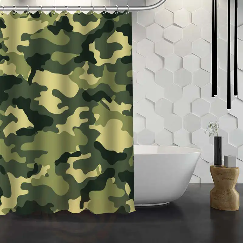 

Hot Sale Custom Camo Background Shower Curtain Waterproof Fabric Shower Curtain for Bathroom F#Y1-17