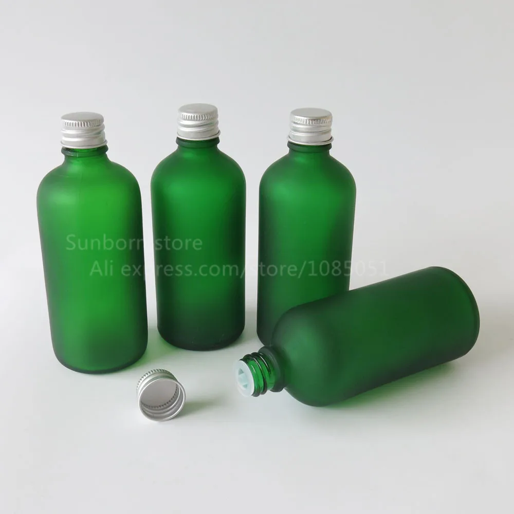 500 шт./лот 100 мл зеленый матовый бостон круглая стеклянная бутылка с алюминиевыми