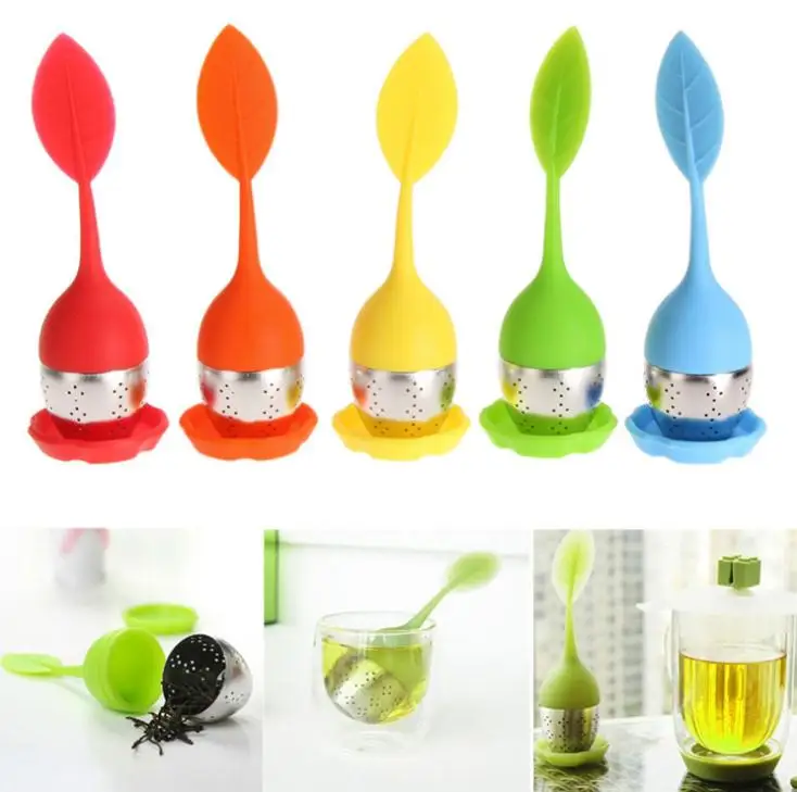 500 шт./лот силиконовые чайные пакетики для заварки в виде листьев приготовления