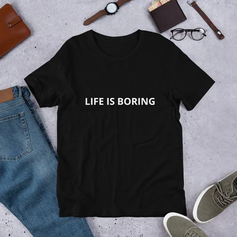 

Sugarbaby New Arrival Life Is Boring T-shirt Short Sleeve Fashion Tumblr Tees 90s aesthetic t shirts Aesthetic Clothing Dropship