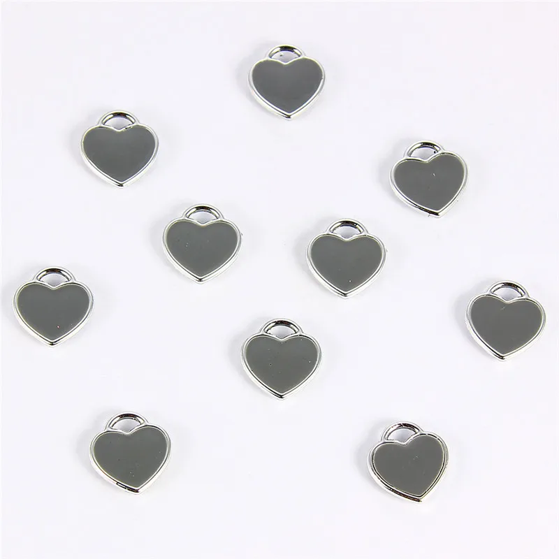 10pcs Heart Charm 01 10 шт черные белые розовые красные эмалированные амулеты подвеска в форме сердца для DIY ожерелья, браслеты, ювелирные изделия для изготовления шармов в форме сердца - Окраска металла: 10pcs Heart Charm 01