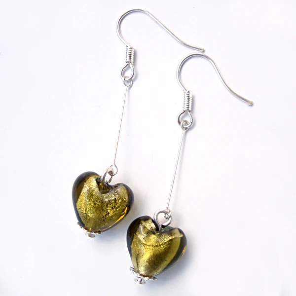 Fashion Murano Glass Handmade Classic Bule and Silver color hook Dangle Earrings |