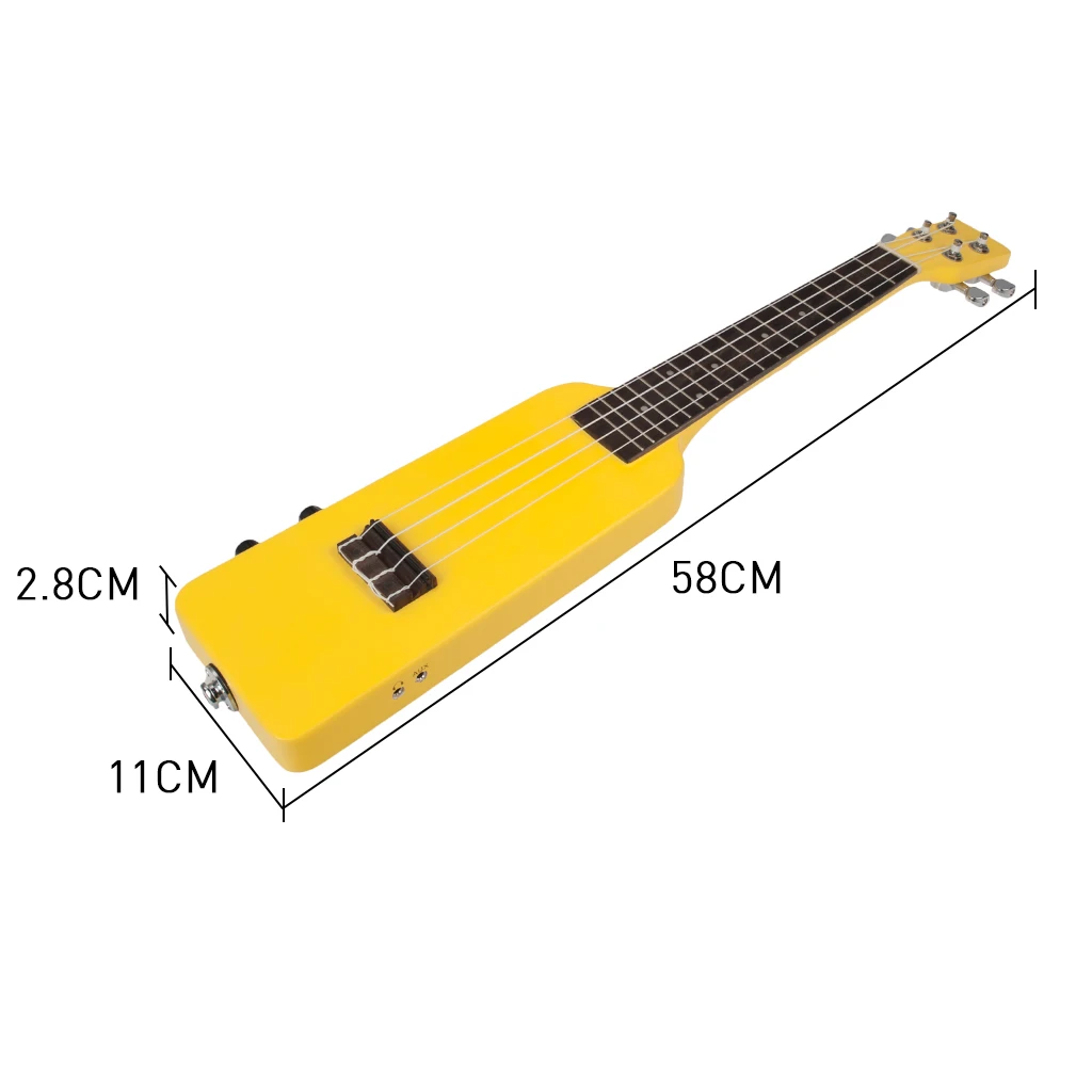 Желтый Uke 2" Okoume Электрический Укулеле Uke комплект W/Gig Bag 3,5 мм аудио кабель бесшумный Электрический Укулеле концертный Uke