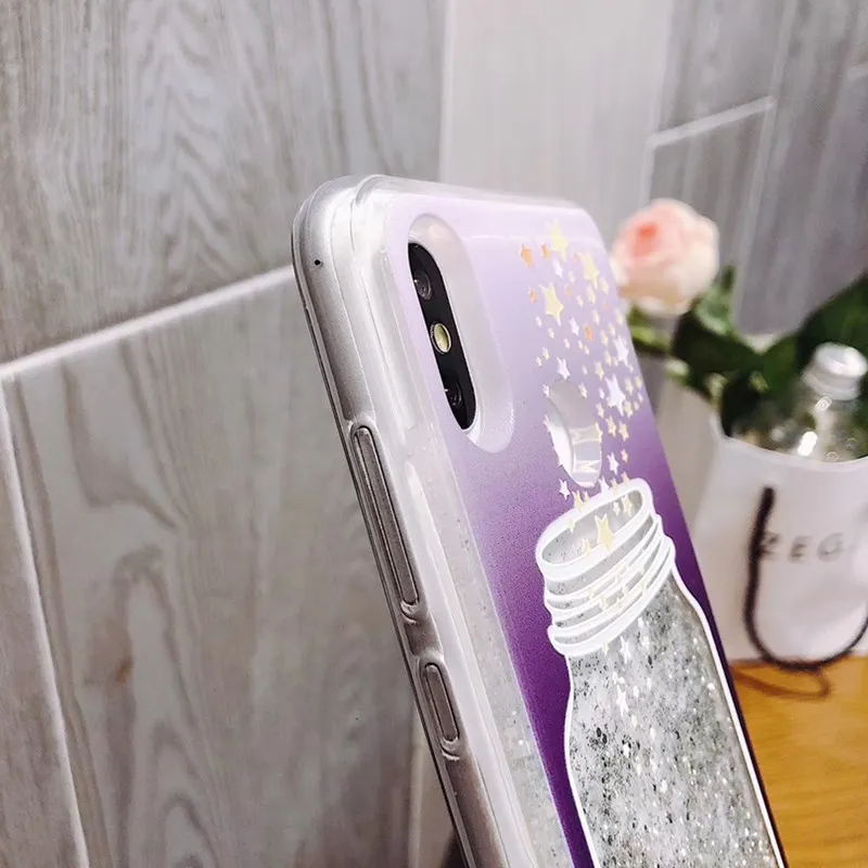 For iphone 8 Case Wishing Bottle Bear Silicone Quicksand Liquid Glitter TPU Soft iPhone XS X 6 6s 7 Plus Cover Coque |