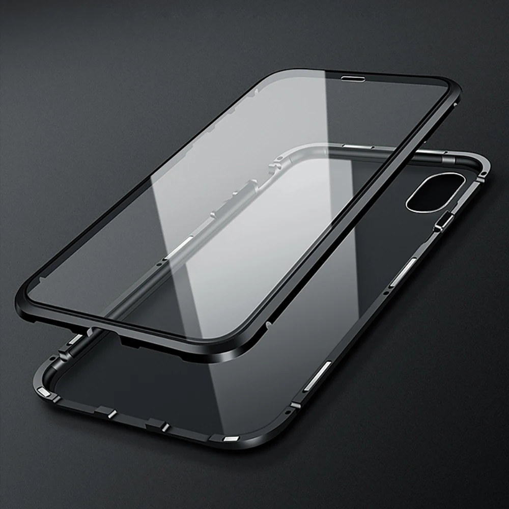 Двухсторонний стеклянный Магнитный чехол для iphone XS Max X 7 8 Plus роскошный