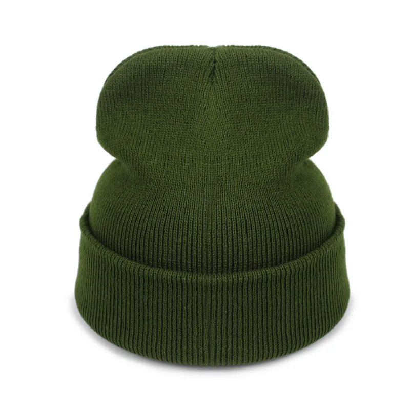 Dark Green Новинка, модная зимняя шапка для женщин и мужчин, шапка Skullies Beanies, теплые шапки унисекс, вязаные шапки для мужчин, шапки бини, простая теплая мягкая шапка - Цвет: Dark Green