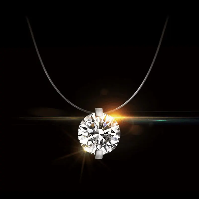 LUSION серебряного цвета Сверкающее циркониевое ожерелье невидимая прозрачная