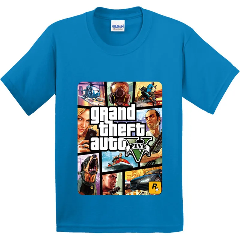 Детская футболка с длинным рукавом и принтом GTA 5 модная детская одежда крутая