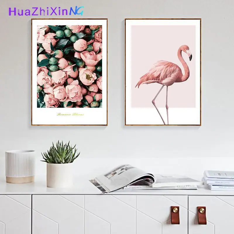 Настенные картины в скандинавском стиле декоративные Висячие розовых фламинго
