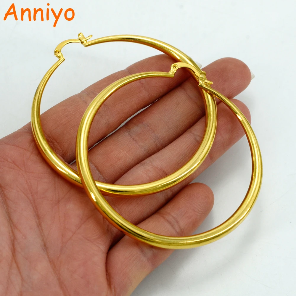 Африканские серьги кольца Anniyo 6 см для женщин золотой цвет и медь круглые