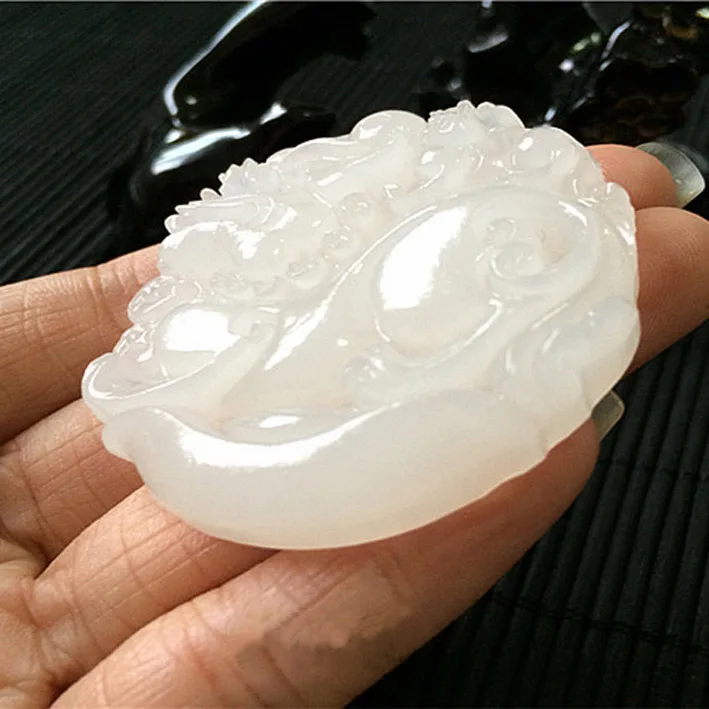 Из природного афганского подвеска белый камень ожерелье Изысканная двойная PIXIU