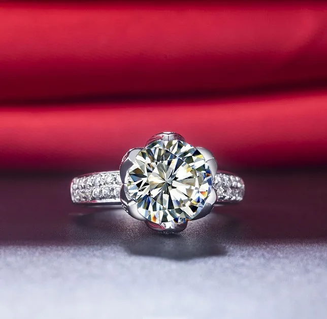 Роскошное Золотое Ювелирное кольцо 3 карат лотоса обручальное полукрепление