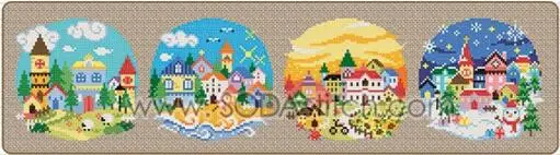 Золотая коллекция милый Набор для вышивки крестиком четыре сезона деревня город