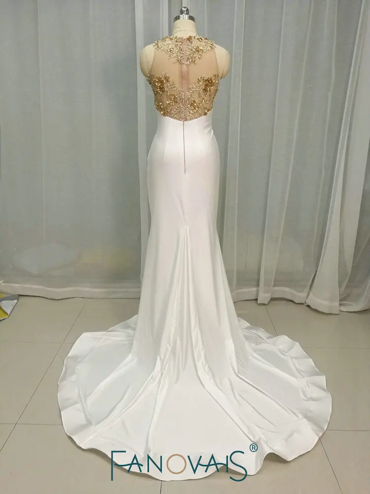 Вечерние платья золотистого цвета 2019 Русалка Vestido de Festa спандекс выпускное платье