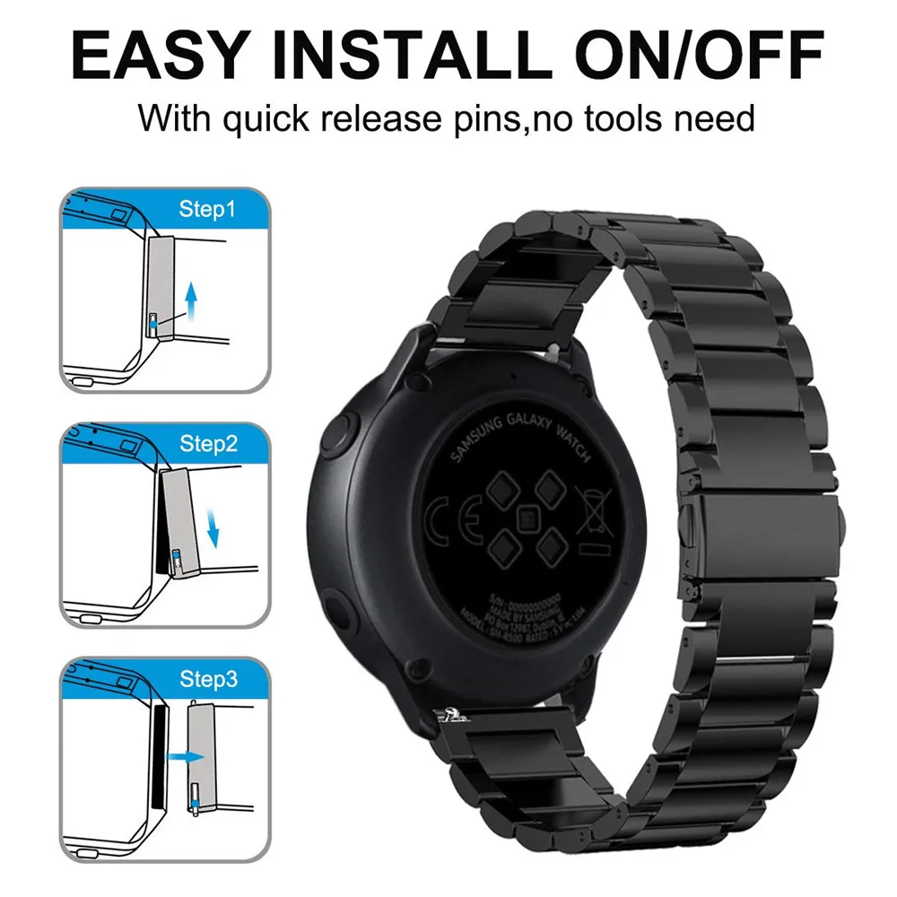 Ремешок стальной 20 мм для Samsung Galaxy Watch 3 41 мм/42 мм/Active 2 металлический браслет Garmin