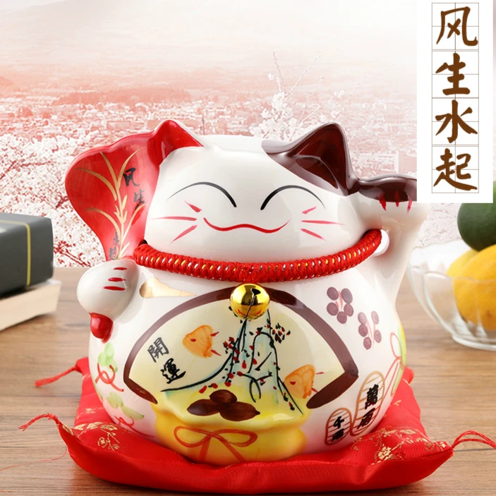 10 дюймов Maneki Neko керамика Lucky Cat домашний декор фарфоровые декоративные украшения бизнес-подарки Фортуна кошка копилка фэншуй ремесло подарок - Цвет: 20CM -Y
