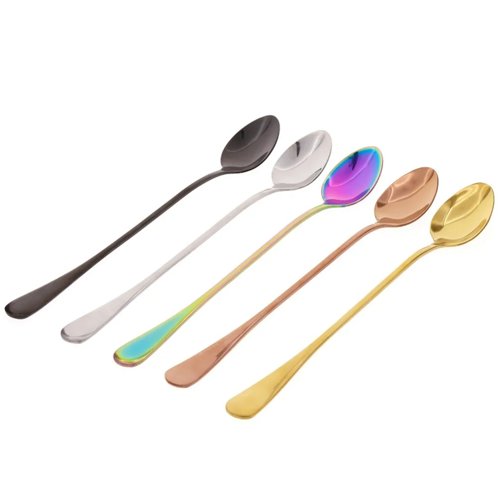 Ложка из нержавеющей стали с длинной ручкой 10 цветов 19 5 см|stainless steel spoon|steel spoonspoon tea