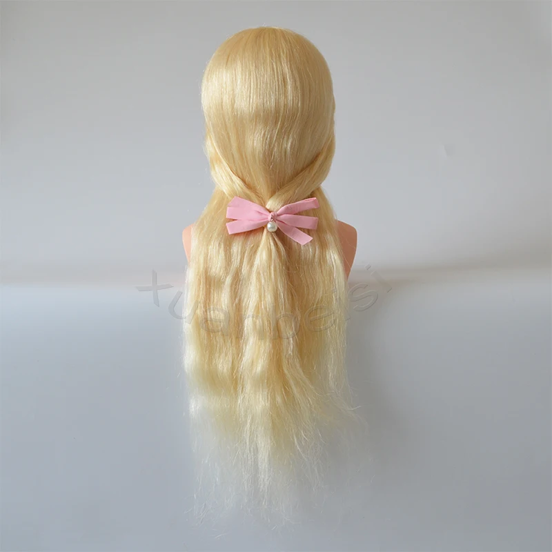 100% Natural Blonde Human Hair Training Head With Shoulder Great Quality Mannequin Head With 22 inch White Real Hair 613# Dummy enlarge
