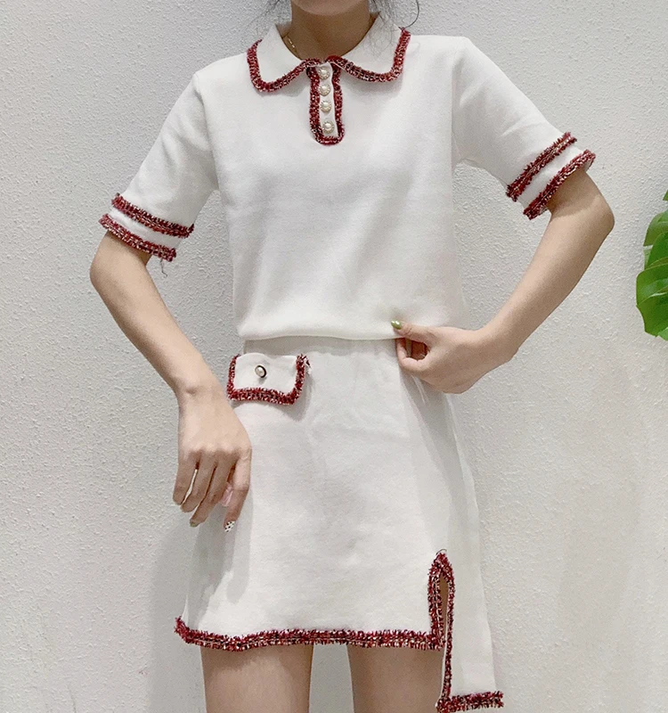 Женский комплект из 2 предметов Трикотажная асимметричная мини-юбка с отложным