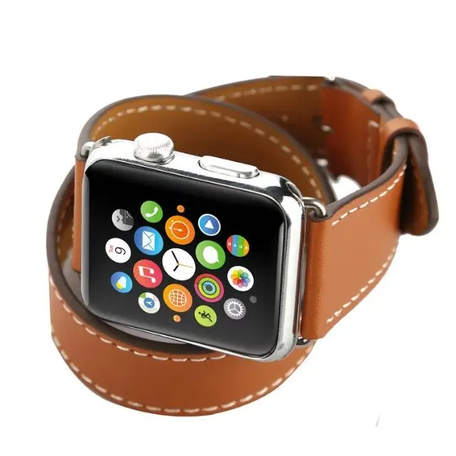 Ремешок mixcolor для iWatch серии 5 4 3 2 1 Двойная кожаная Петля для Apple Watch 42 мм 38 мм 40 мм 44 мм Мода
